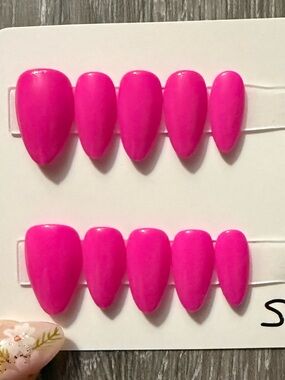 Bright Pink Almond Press-On Nails - 10 Pack